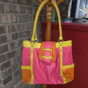 Apt 9 Women's Shoulder Bag Pink Orange Yellow Playful Purse 👛